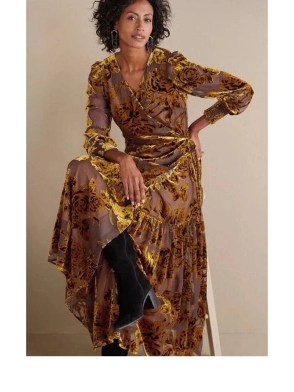 Soft Surroundings Jamila Velvet Burnout Dress (L)